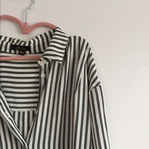 Blouse green stripes high low